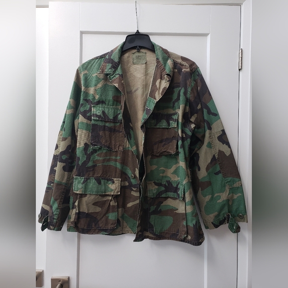 American Apparel men's medium woodland camouflage combat coat jacket - Picture 2 of 10